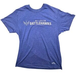 XFL St Louis Battlehawks Mens Large Graphic Tee Shirt Heather Blue Short Sleeve